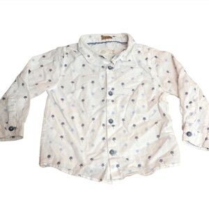🎉3 For 15$🎉 Baby Boy White Summer Button Down Shirt With Palmtrees Size 18-24